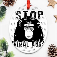 Stop Animal Abuse - Chimpanzee  Oval Filigree Ornament (two Sides) by Valentinaart