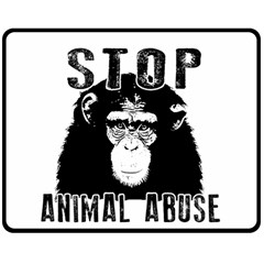 Stop Animal Abuse - Chimpanzee  Double Sided Fleece Blanket (medium)  by Valentinaart