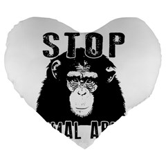 Stop Animal Abuse - Chimpanzee  Large 19  Premium Flano Heart Shape Cushions by Valentinaart