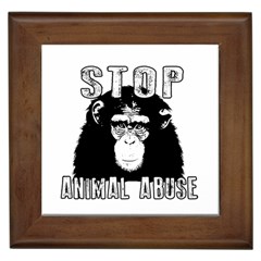 Stop Animal Abuse - Chimpanzee  Framed Tiles by Valentinaart