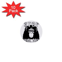 Stop Animal Abuse - Chimpanzee  1  Mini Buttons (10 Pack)  by Valentinaart