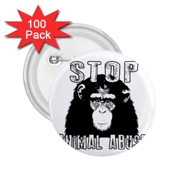 Stop Animal Abuse - Chimpanzee  2.25  Buttons (100 pack) 