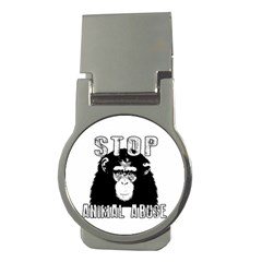 Stop Animal Abuse - Chimpanzee  Money Clips (round)  by Valentinaart