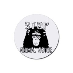 Stop Animal Abuse - Chimpanzee  Rubber Coaster (round)  by Valentinaart