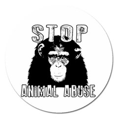 Stop Animal Abuse - Chimpanzee  Magnet 5  (round) by Valentinaart