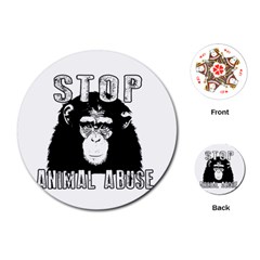 Stop Animal Abuse - Chimpanzee  Playing Cards (round)  by Valentinaart