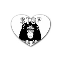 Stop Animal Abuse - Chimpanzee  Rubber Coaster (heart)  by Valentinaart