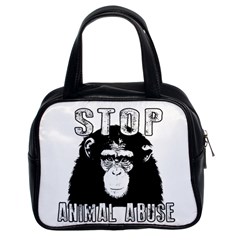 Stop Animal Abuse - Chimpanzee  Classic Handbags (2 Sides) by Valentinaart