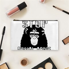 Stop Animal Abuse - Chimpanzee  Cosmetic Bag (medium)  by Valentinaart