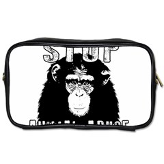 Stop Animal Abuse - Chimpanzee  Toiletries Bags by Valentinaart