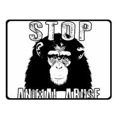 Stop Animal Abuse - Chimpanzee  Fleece Blanket (small) by Valentinaart