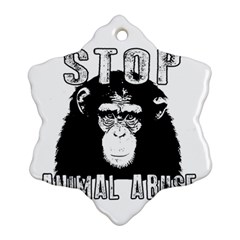 Stop Animal Abuse - Chimpanzee  Snowflake Ornament (two Sides) by Valentinaart