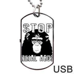 Stop Animal Abuse - Chimpanzee  Dog Tag Usb Flash (two Sides) by Valentinaart