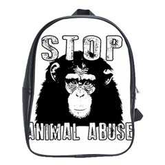 Stop Animal Abuse - Chimpanzee  School Bag (xl) by Valentinaart