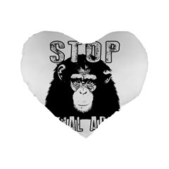 Stop Animal Abuse - Chimpanzee  Standard 16  Premium Heart Shape Cushions by Valentinaart