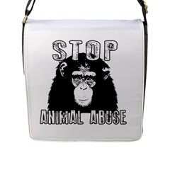 Stop Animal Abuse - Chimpanzee  Flap Messenger Bag (l)  by Valentinaart