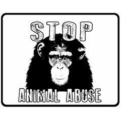 Stop Animal Abuse - Chimpanzee  Double Sided Fleece Blanket (medium)  by Valentinaart