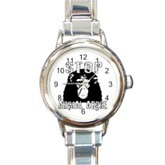 Stop Animal Abuse - Chimpanzee  Round Italian Charm Watch by Valentinaart