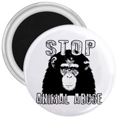 Stop Animal Abuse - Chimpanzee  3  Magnets by Valentinaart