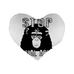 Stop Animal Abuse - Chimpanzee  Standard 16  Premium Flano Heart Shape Cushions Front