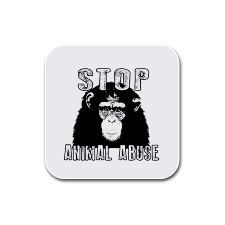 Stop Animal Abuse - Chimpanzee  Rubber Square Coaster (4 pack) 