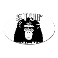 Stop Animal Abuse - Chimpanzee  Oval Magnet by Valentinaart