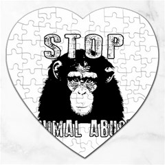 Stop Animal Abuse - Chimpanzee  Jigsaw Puzzle (heart) by Valentinaart