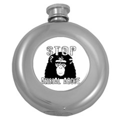 Stop Animal Abuse - Chimpanzee  Round Hip Flask (5 Oz) by Valentinaart