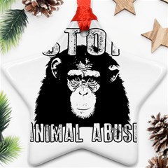 Stop Animal Abuse - Chimpanzee  Star Ornament (two Sides) by Valentinaart