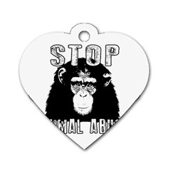 Stop Animal Abuse - Chimpanzee  Dog Tag Heart (two Sides) by Valentinaart