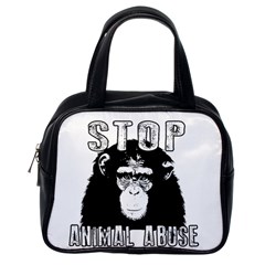 Stop Animal Abuse - Chimpanzee  Classic Handbags (one Side) by Valentinaart