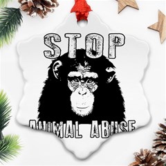 Stop Animal Abuse - Chimpanzee  Snowflake Ornament (two Sides) by Valentinaart