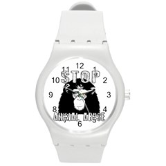 Stop Animal Abuse - Chimpanzee  Round Plastic Sport Watch (m) by Valentinaart