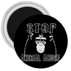 Stop Animal Abuse - Chimpanzee  3  Magnets by Valentinaart