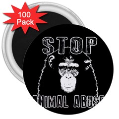 Stop Animal Abuse - Chimpanzee  3  Magnets (100 Pack) by Valentinaart