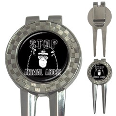 Stop Animal Abuse - Chimpanzee  3-in-1 Golf Divots by Valentinaart