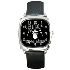 Stop Animal Abuse - Chimpanzee  Square Metal Watch by Valentinaart