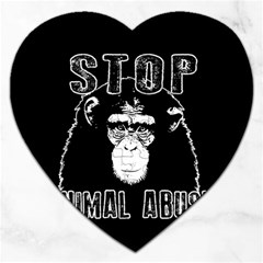 Stop Animal Abuse - Chimpanzee  Jigsaw Puzzle (heart) by Valentinaart