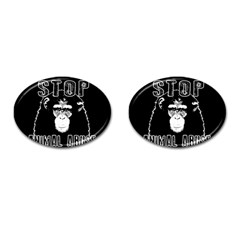 Stop Animal Abuse - Chimpanzee  Cufflinks (oval) by Valentinaart