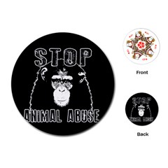 Stop Animal Abuse - Chimpanzee  Playing Cards (round)  by Valentinaart