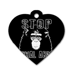 Stop Animal Abuse - Chimpanzee  Dog Tag Heart (one Side) by Valentinaart