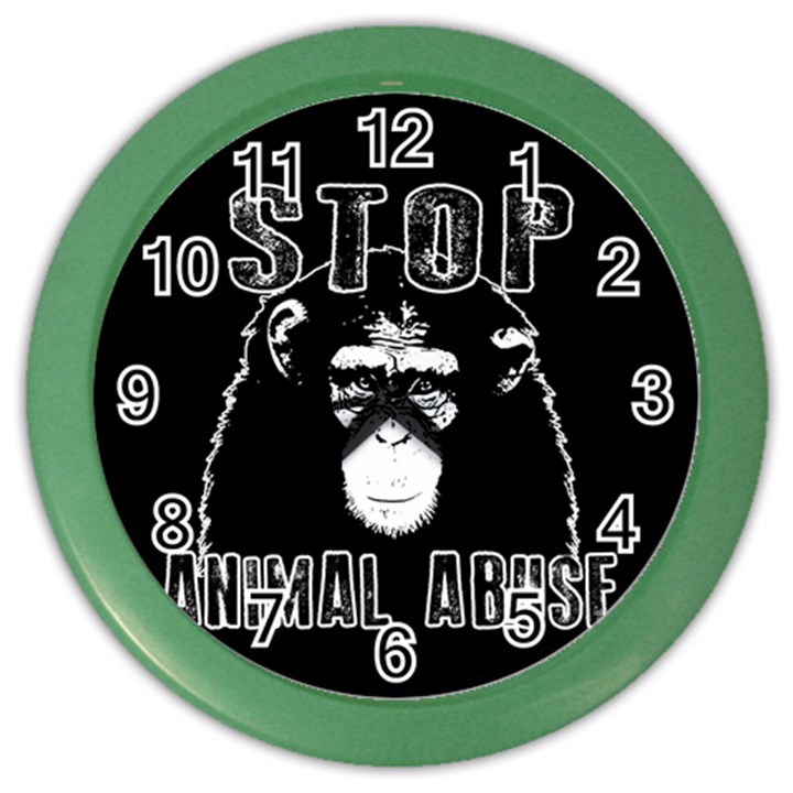 Stop Animal Abuse - Chimpanzee  Color Wall Clocks