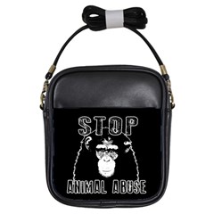 Stop Animal Abuse - Chimpanzee  Girls Sling Bags by Valentinaart