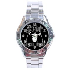 Stop Animal Abuse - Chimpanzee  Stainless Steel Analogue Watch by Valentinaart