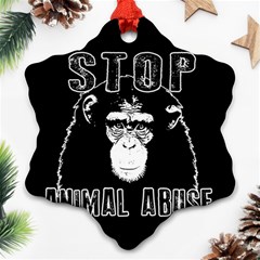 Stop Animal Abuse - Chimpanzee  Ornament (snowflake) by Valentinaart