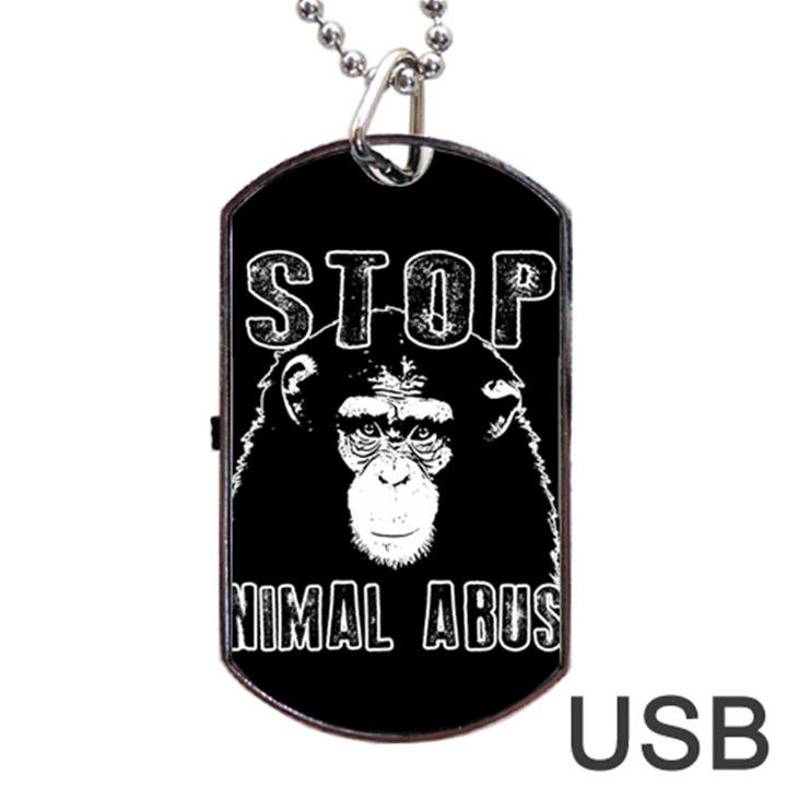 Stop Animal Abuse - Chimpanzee  Dog Tag USB Flash (Two Sides)