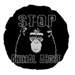 Stop Animal Abuse - Chimpanzee  Large 18  Premium Round Cushions by Valentinaart