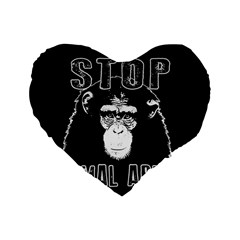 Stop Animal Abuse - Chimpanzee  Standard 16  Premium Heart Shape Cushions by Valentinaart