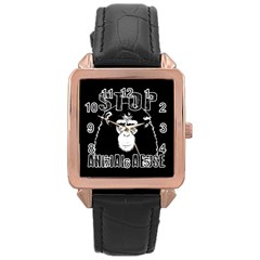 Stop Animal Abuse - Chimpanzee  Rose Gold Leather Watch  by Valentinaart