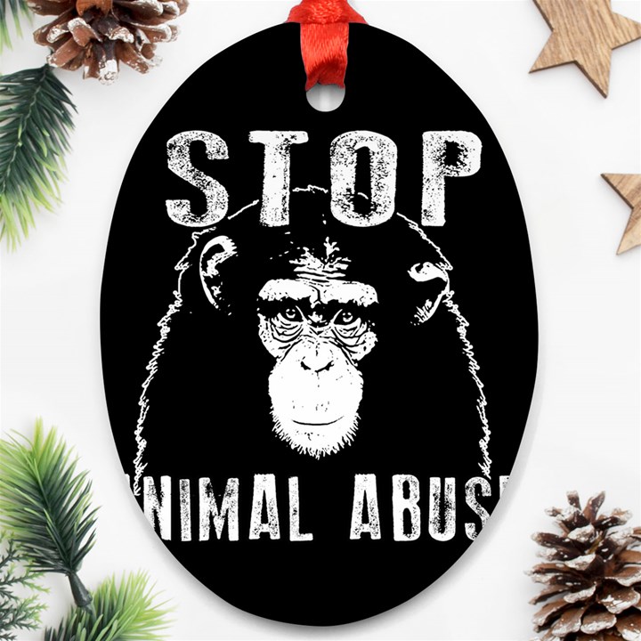 Stop Animal Abuse - Chimpanzee  Ornament (Oval)